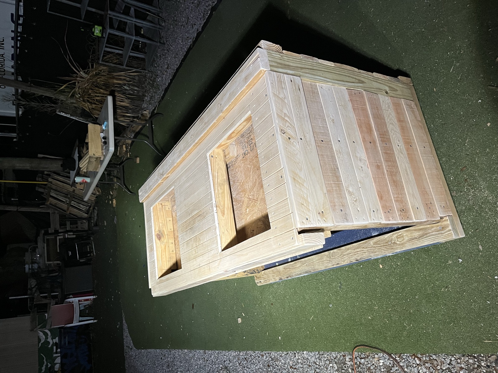 The near-final DJ Pallet Table built from reclaimed pallet wood